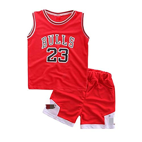 Angel ZYJ Niño Michael Jordan # 23 Chicago Bulls Retro Pantalones Cortos de Baloncesto Camisetas de Verano Uniformes y Tops de Baloncesto (Rojo # 23, m)