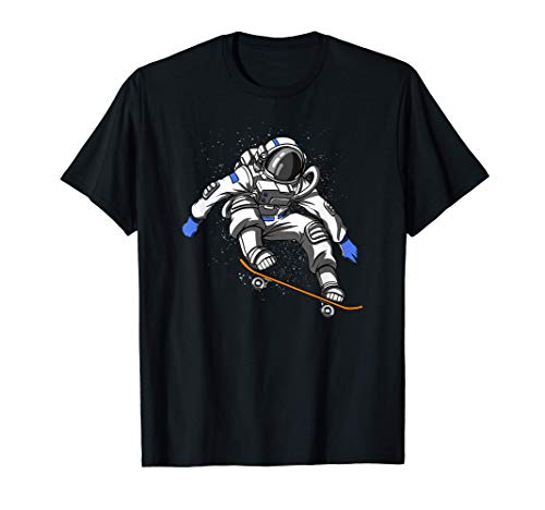 Astronauta Espacial Monopatín Skateboarder Cósmico Hombres Camiseta