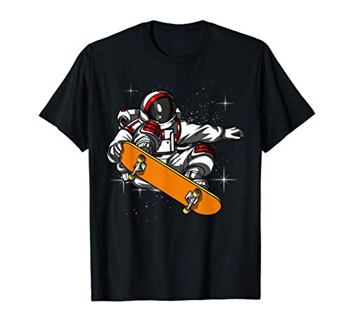 Astronauta Espacial Monopatín Skateboarder Cósmico Hombres Camiseta