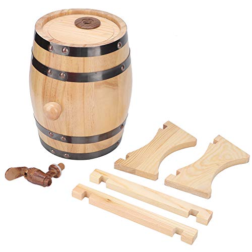 Barril de vino para el hogar, barril de vino de madera para decoración del hogar 1.5L Barril de barril de vino de cerveza de madera Mini barril de barril de madera de pino(Color de madera 1.5L)