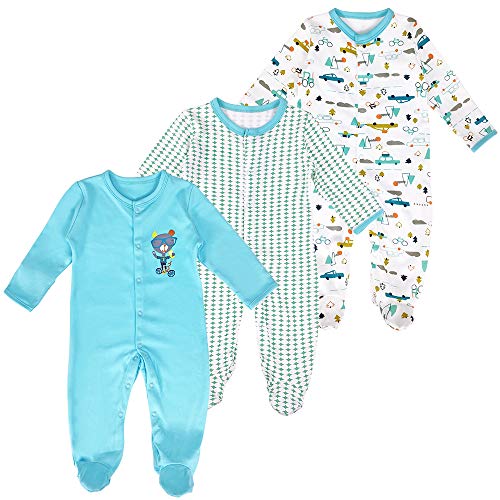 Bebé Mameluco de Algodón Piezas de 3, Recién Nacido Pelele Niño Niña Pijama Monos Manga Larga Body Ropa para Bebé 3-6 Meses