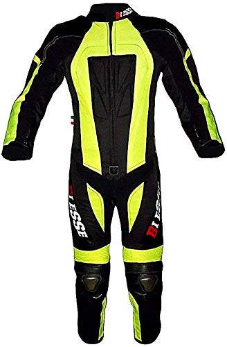 Biesse - Mono infantil para minimoto, hecho de piel y Cordura, profesional, con protecciones CE