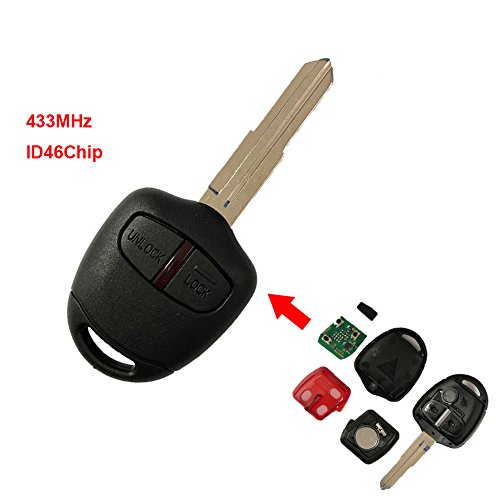 Carcasa de llave con mando a distancia – 2 botones para Mitsubishi L200 Shogun de 6 años Plus Tard llave de mando a distancia – Chip ID46 433 MHz