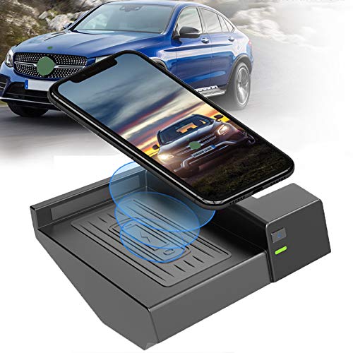 Cargador inalámbrico para coche para Mercedes Benz Clase C Glc Modelos 2015 2016 2017 2018 2019 2020, 10 W Qi Cargador de teléfono antideslizante de carga rápida Panel de accesorios de consola centr