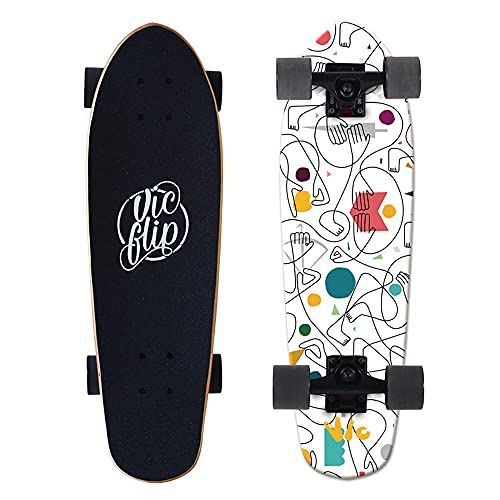 Completo Skateboard Cruiser Pumping Skate Board Carver Tabla Surfskate para Principiantes y Adulto 68 x 20 cm Skateboard 7 Capas Monopatín de Madera de Arce con rodamientos ABEC-9 Tabla de Skateboard