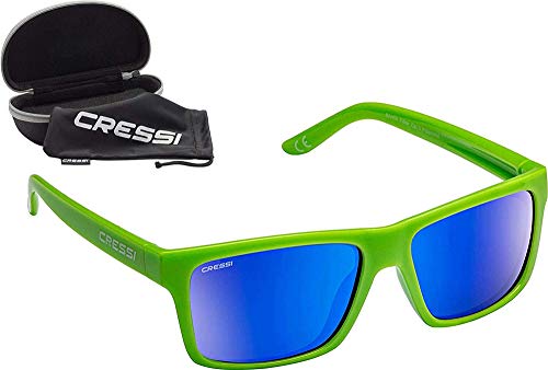 Cressi Bahia Flotantes Sunglasses Gafas De Sol Deportivo, Unisex adulto, Negro/Kiwi/Azul Lentes espejados