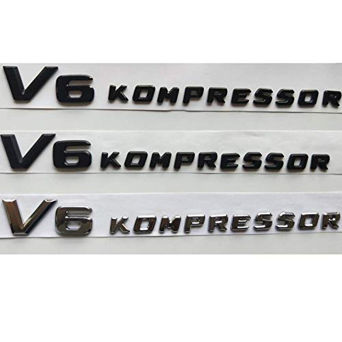 Cromo/mate negro/negro brillante V6 compresor letras emblema emblema adhesivo para Mercedes Benz AMG V6 COMPRESSOR (Shiny Plata, Compresor V6)