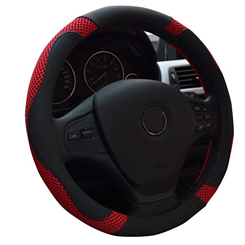Cubierta universal del volante del coche de 38 cm Antideslizante Transpirable Seda de hielo Gracia Roja