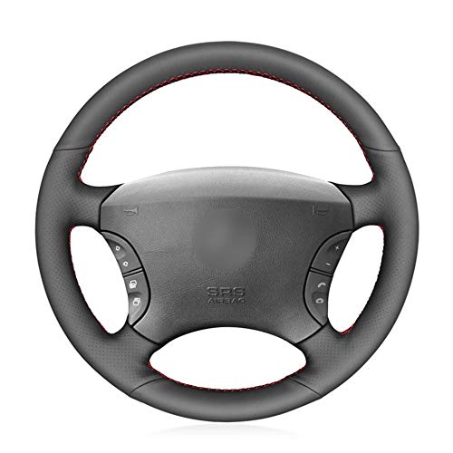 DANDELG  Black  Leather Steering Wheel Cover,for Mercedes-Benz S-Class W220 S500 S600 S430 S350 2004-2006