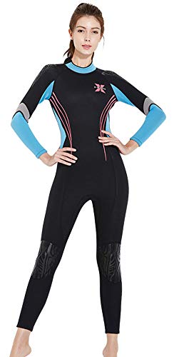 E-Qianw Wetsuits para Mujer 3mm Neopreno Cuerpo Completo Traje De Buceo para O Buceo Surf Surnorkeling Natación, Scuba Diving Mojo Trajes,Black + Blue,XL