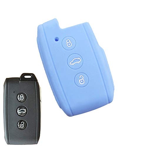 ECOiNVA Carcasa de silicona para llave de coche de Mitsubishi Outlander ASX, Pajero Montero Sport Lancer EX, carcasa de mando a distancia (D-azul)