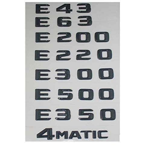 Emblema de letras de tronco negro brillante para Mercedes Benz E43 E63 E55 AMG E320 E350 E300 E200 E400 E500 E250 E550 E420 4MATIC (E320, negro brillante)