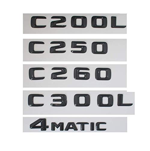 Emblema de letras negro brillante para Mercedes Benz C200 C220 C230 C240 C300 C250 C320 C350 C400 C32 C43 c63 AMG 4MATIC (C63, negro brillante)