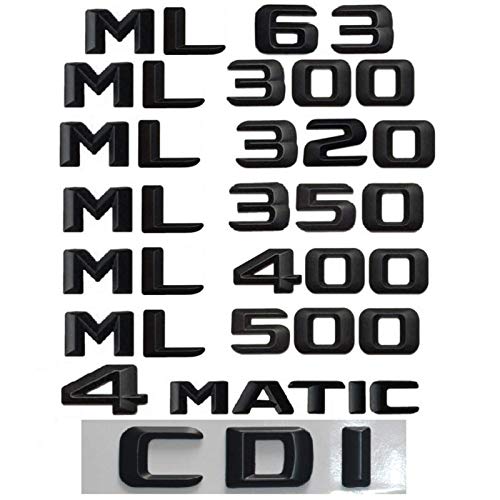 Emblema negro para Mercedes Benz W164 W166 ML55 ML63 AMG ML250 ML280 ML300 ML320 ML350 ML400 ML420 ML500 ML550 4MATIC CDI Embleme (ML 300, negro mate)