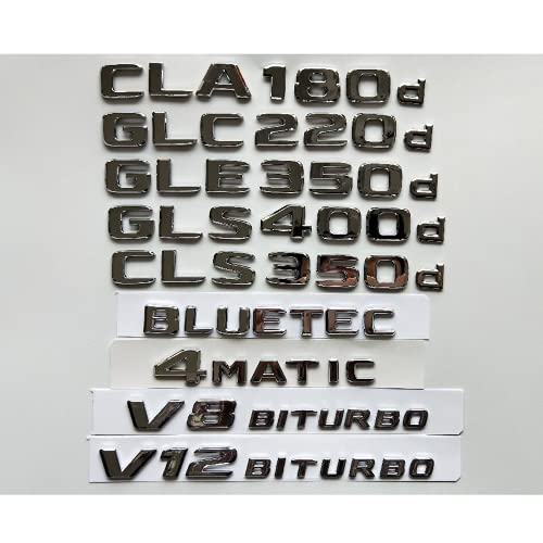Emblemas cromados para Mercedes Benz CLA180d CLS350d GLA220d GLC220d GLC250d GLE350d GLE250d GLS350d AMG 4MATIC CDI BLUETEC (GLA 180d, cromo?)