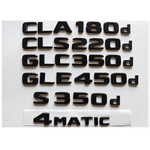 Emblemas negros para Mercedes Benz CLA180d CLA220d CLS220d CLS350d GLC350d GLC220d GLA180d GLA220d GLS350d GLE350d GLE250d 4MATIC (CLA 180d, cromo?)