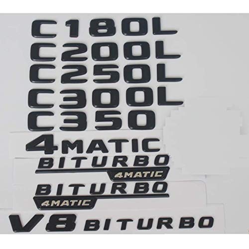 Emblemas para Mercedes Benz C180 C200 C220 C240 C250 C300 C350 C400 4MATIC (C320, negro mate)