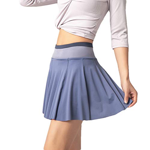 Falda corta de tenis para mujer, con pantalón interior, con bolsillos, para golf, deporte, para mujeres y niñas, azul, small