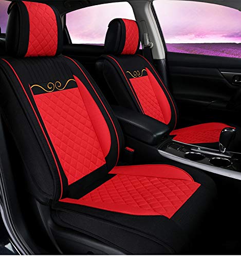 Fundas de asiento de coche de lino Universal (delantero y trasero) para mini todos los modelos Cooper Countryman Cooper Paceman Car Styling Accesorios para automóviles,Rojo