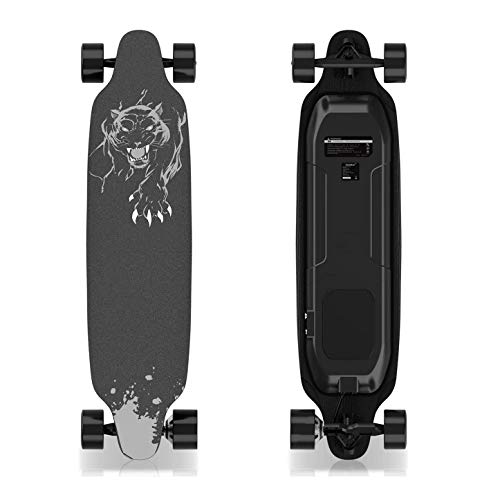 GeekMe Monopatín Eléctrico con Control Remoto, Skateboard de 4 Ruedas con Batería de Litio para Principiantes, Tabla de Truco Genial para Adultos y Adolescentes (Black1)