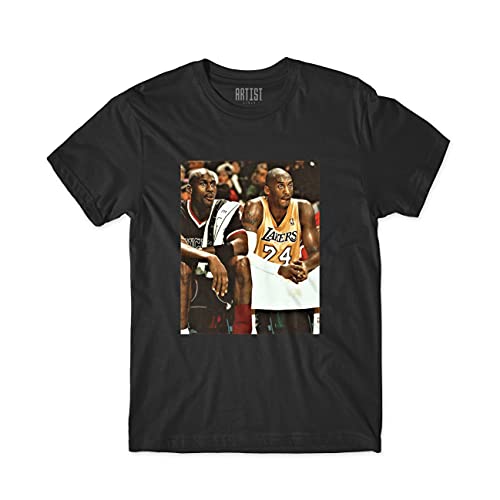 Generico Camiseta Michael Jordan & Kobe Bryant Legend Basket Tribute 100% algodón cuello redondo – Lakers La Chicago Bulls Negro S