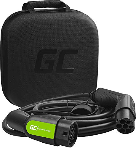 Green Cell® GC Type 2 Cable de Carga EV Vehículo Eléctrico PHEV | 11kW | 16A | Tipo 2 a Tipo 2 | 5 Metros | Trifásico | Compatible con Model S / 3 / X/Y, ID.3, E-Tron, Leaf, I-Pace, XC40 Electric