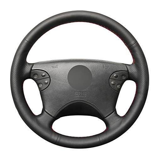 HCDSWSN Fundas para Volante,para Mercedes-Benz W210 Clase E E320 2000 2001 2002 Negro Capa Superior de Cuero Cosido a Mano Cubierta del Volante del Coche