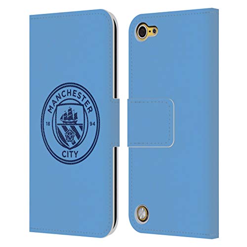Head Case Designs Licenciado Oficialmente Manchester City Man City FC Mono Obsidiana Azul Insignia Carcasa de Cuero Tipo Libro Compatible con Apple iPod Touch 5G 5th Gen