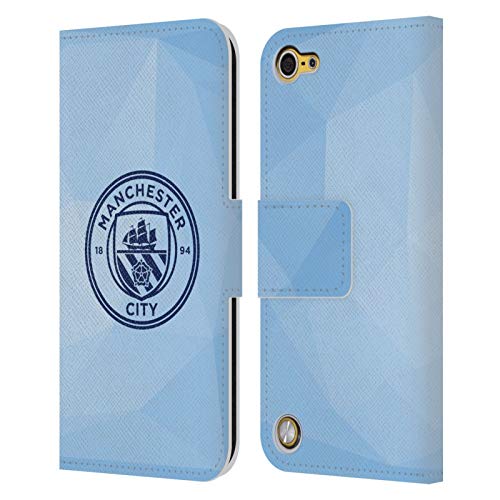 Head Case Designs Licenciado Oficialmente Manchester City Man City FC Mono Obsidiana Azul Insignia Geométrica Carcasa de Cuero Tipo Libro Compatible con Apple iPod Touch 5G 5th Gen