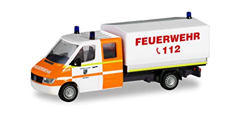 herpa Doppelkabine mit Plane Mercedes-Benz Sprinter Doble Cabina con Lona Feuerwehr Rhede Coche/camión en Miniatura para coleccionar artesanía y como Regalo, Multicolor (094979)