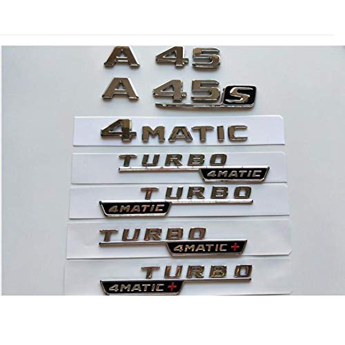 HONGYOU Emblema cromado plateado con letras del alfabeto para Mercedes Benz W176 W177 A45 A45s AMG Turbo 4MATIC + (4MATIC,Shiny Plata)