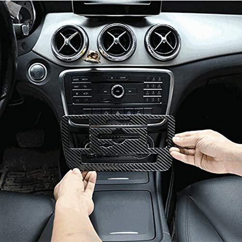 HYSJLS Fibra de carbono CD aire acondicionado Panel cubierta Trim para Mercedes Benz una clase GLA CLA 2016 2017 2018 2019 Accesorios