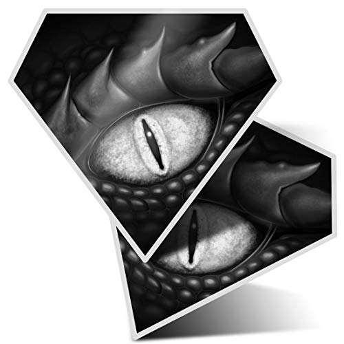 Impresionante 2 pegatinas de diamante de 7,5 cm BW – Black Dragon Eye Fantasy Gamer Fun calcomanías para portátiles, tabletas, equipaje, libros de chatarra, frigorífico, regalo genial #41478