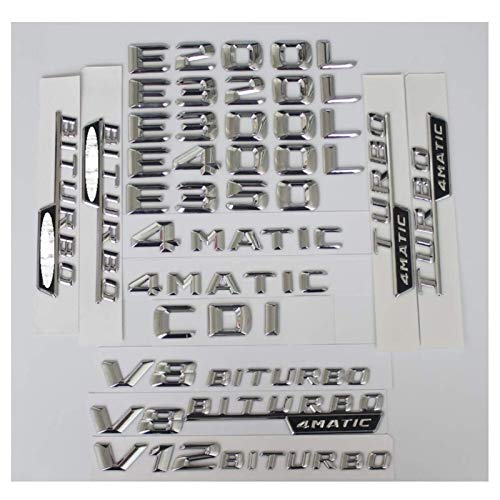 Insignia 3D cromada con número de letras para la parte trasera, emblema para Mercedes Benz W212 W211 W213 E200 E220 E250 E350 CDI 4MATIC (CDI, plateado brillante)