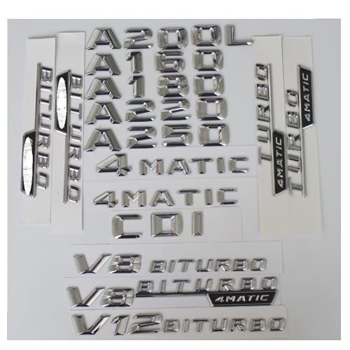 Insignia con número trasero de tronco en 3D cromado para Mercedes Benz A45 A180 A200 A220 A250 V8 BITURBO AMG 4MATIC (CDI, Cromo??) Insignia con número trasero de tronco en 3D cromado para Mercedes Benz A45 A180 A200 A220 A250 V8 BITURBO AMG 4MATIC (CDI, Cromo??)
