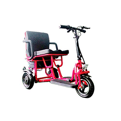 JHKGY Scooter Eléctrico Plegable De Movilidad,Scooters De Viaje Eléctricos Portátiles Ligeros De 3 Ruedas -Scooter Eléctrico De Viaje para Ancianos/Discapacitados/Al Aire Libre,Rojo