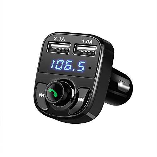 Kit de Coche Bluetooth Reproductor MP3 Manos Libres Llamada inalámbrico FM transmisor modulador DC 12-24 V con 4.1A Dual USB TF Ranura Voltaje/visualización de frecuencia