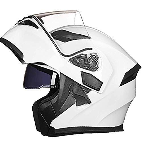 LALEO Antivaho Transpirable Casco Moto Modular Integral, para Hombres y Mujeres, Fuera de Carretera ECE Certificado Negro Mate, Blanco M-XXXL (54-64cm),White,XXXL