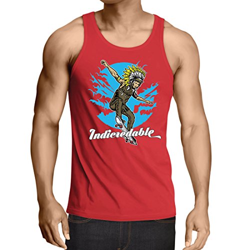 lepni.me Camisetas de Tirantes para Hombre Indicredable - Diseño de monopatín, Solo para Patinadores Profesionales (Medium Rojo Multicolor)