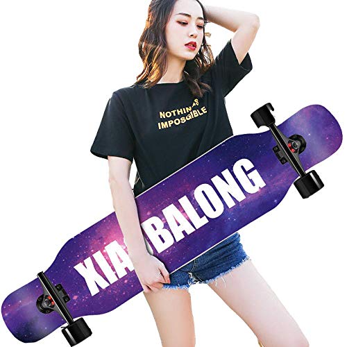 Longboard Skateboards, Pro Beginners 42 Inches 8 Layer Complete Maple Skateboard, with High Speed ​​Abec-11 Ball Bearings, for Boys Girls Youths Adults-A_42 Pulgadas