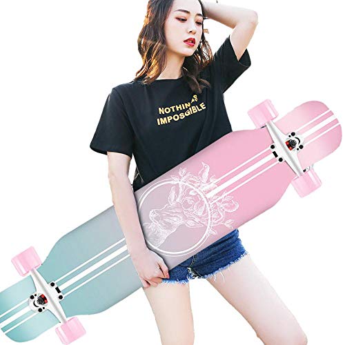 Longboard Skateboards, Pro Beginners 42 Inches 8 Layer Complete Maple Skateboard, with High Speed ​​Abec-11 Ball Bearings, for Boys Girls Youths Adults-C_42 Pulgadas