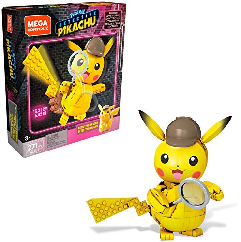 Mega Construx Detective Pikachu Figura construible, Juguete de Construcción de la Película para Niños +8 Años (Mattel GGK28)