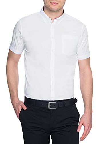 Merc of London Baxter Shirt Camisa, Blanco, XL para Hombre