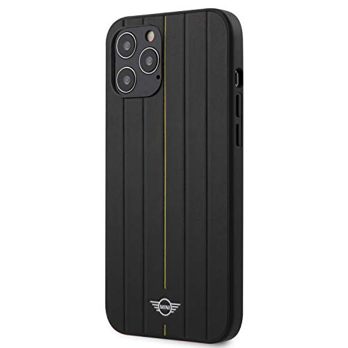 Mini Cooper PU cuero duro caso caliente sello para iPhone 12 Pro Max (6.7') - rayas amarillas Mini Cooper PU cuero duro caso caliente sello para iPhone 12 Pro Max (6.7') - rayas amarillas