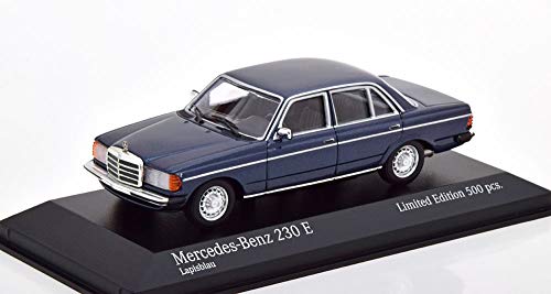 Minichamps Mercedes-Benz 230E (W123), año de construcción 1982, azul metálico, escala 1:43.