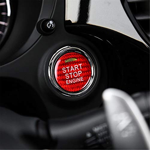 M.JVisun Fibra de Carbono Motor Arranque Paro Botón Pegatinas para Mitsubishi ASX Outlander Eclipse Cross - Rojo