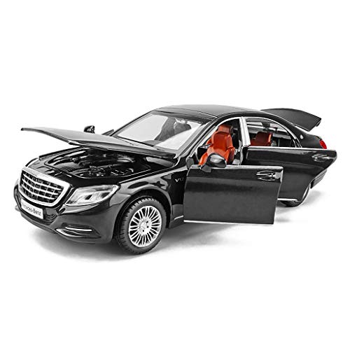 Modelo de coche una y treinta y dos Mercedes Benz Maybach Modelo S600 Simulación de aleación de fundición a presión de juguete Adornos Colección coche de deportes de 14.5x5.5x4.5cm joyería (Color: Neg
