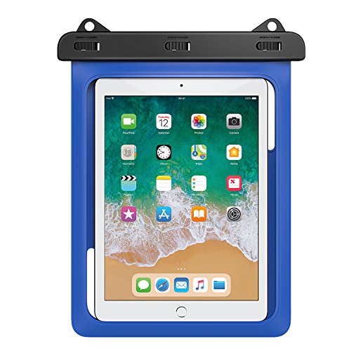 MoKo Funda Impermeable - Universal Waterproof para Actividades al Aire Libre, Se Ajusta para iPad Mini 2019, iPad Pro 9.7, iPad 2/3 / 4, Tab A 9.7 / Tab E 9.6 y Otras Tabletas de 10 Inch, Azul