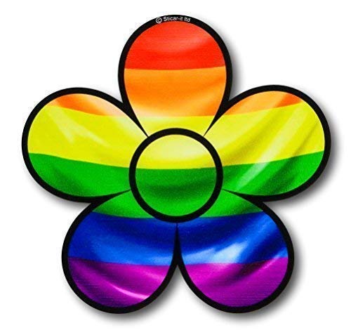 Muy Monos Daisy Flor con Orgullo Gay Lbgt Bandera Del Arco Iris Impreso Vinilo Coche Moto Pegatina 120x116mm Apróx
