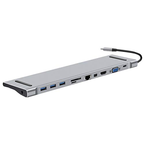 Neutral products Tipo-C 3.1 Estación de Acoplamiento de Aluminio multifunción 11 en 1 Hub para MacBook Pro 2016 HUB a HDMI/VGA/Mini DP/SD/TF / RJ45 / USB 3.0 / USB-C convertidor de la Mujer (Gris) Neutral products Tipo-C 3.1 Estación de Acoplamiento de Aluminio multifunción 11 en 1 Hub para MacBook Pro 2016 HUB a HDMI/VGA/Mini DP/SD/TF / RJ45 / USB 3.0 / USB-C convertidor de la Mujer (Gris)